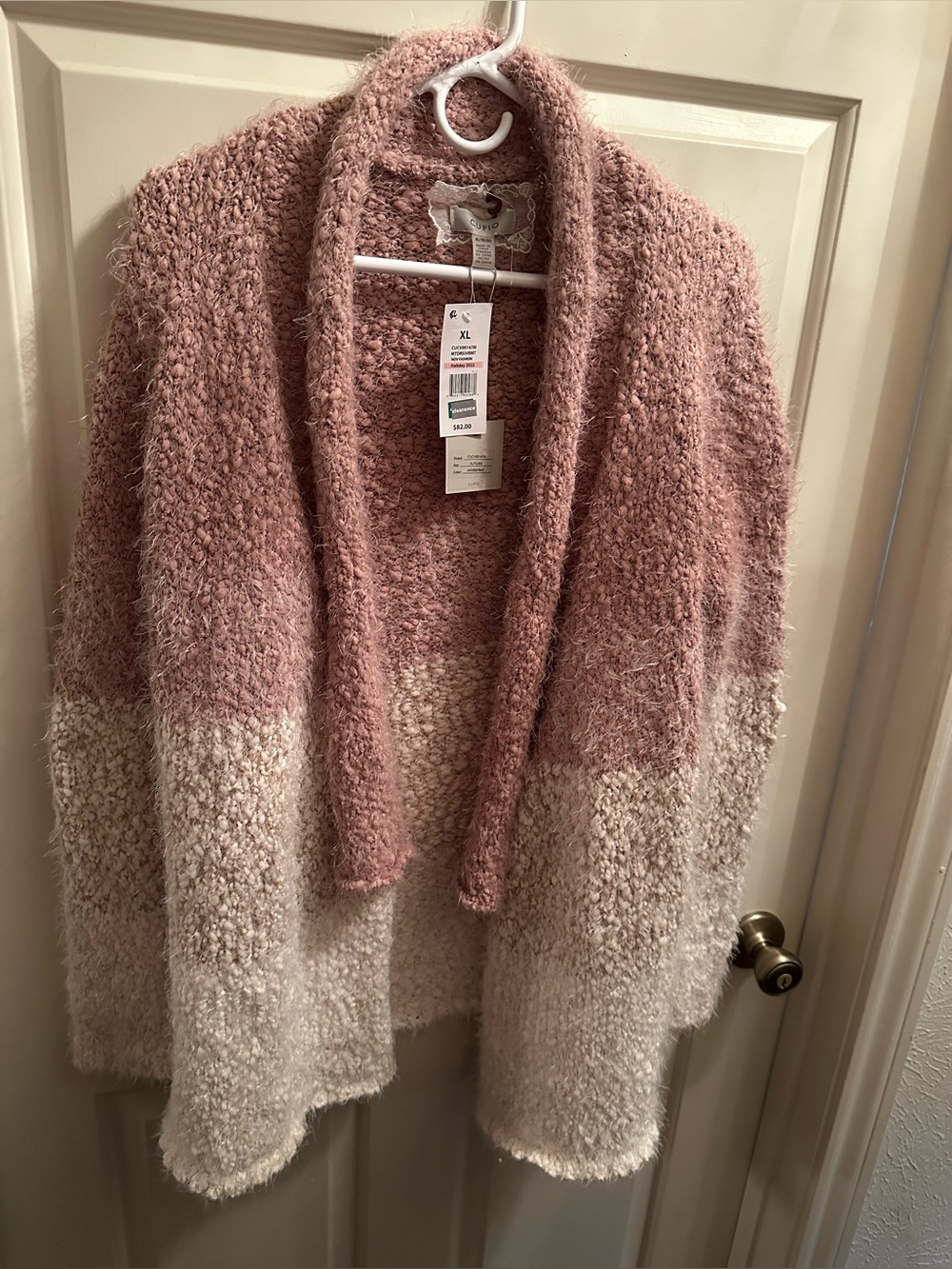 Pink and cream sweater cardigan by CUPIO